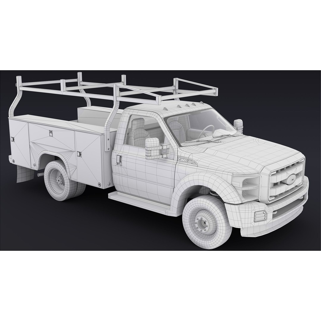 Utility Truck 3D Model – Low Poly Vehicle with PBR Textures, FBX - View 48
