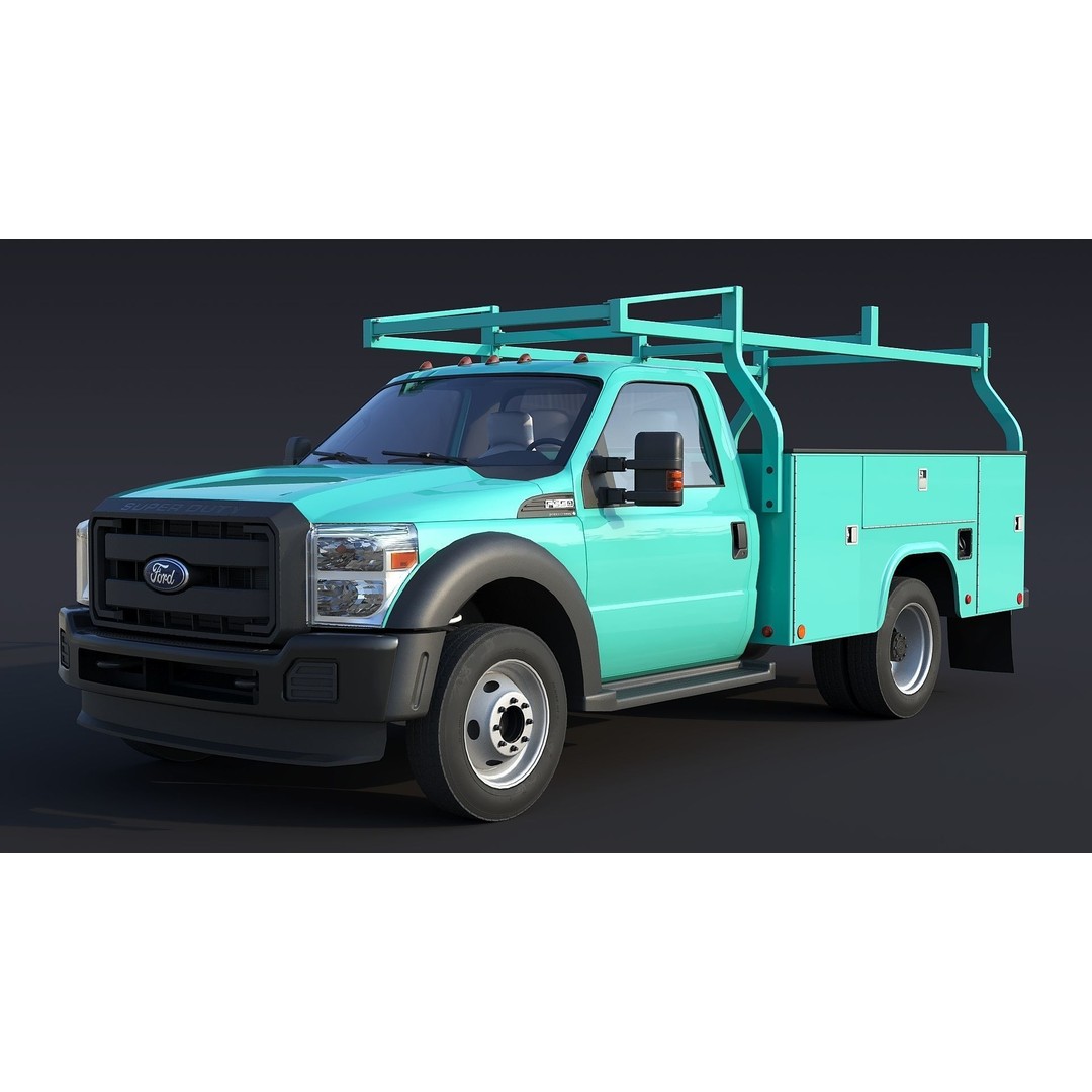 Utility Truck 3D Model – Low Poly Vehicle with PBR Textures, FBX - View 5