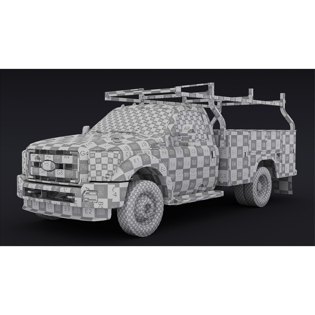 Utility Truck 3D Model – Low Poly Vehicle with PBR Textures, FBX - View 50