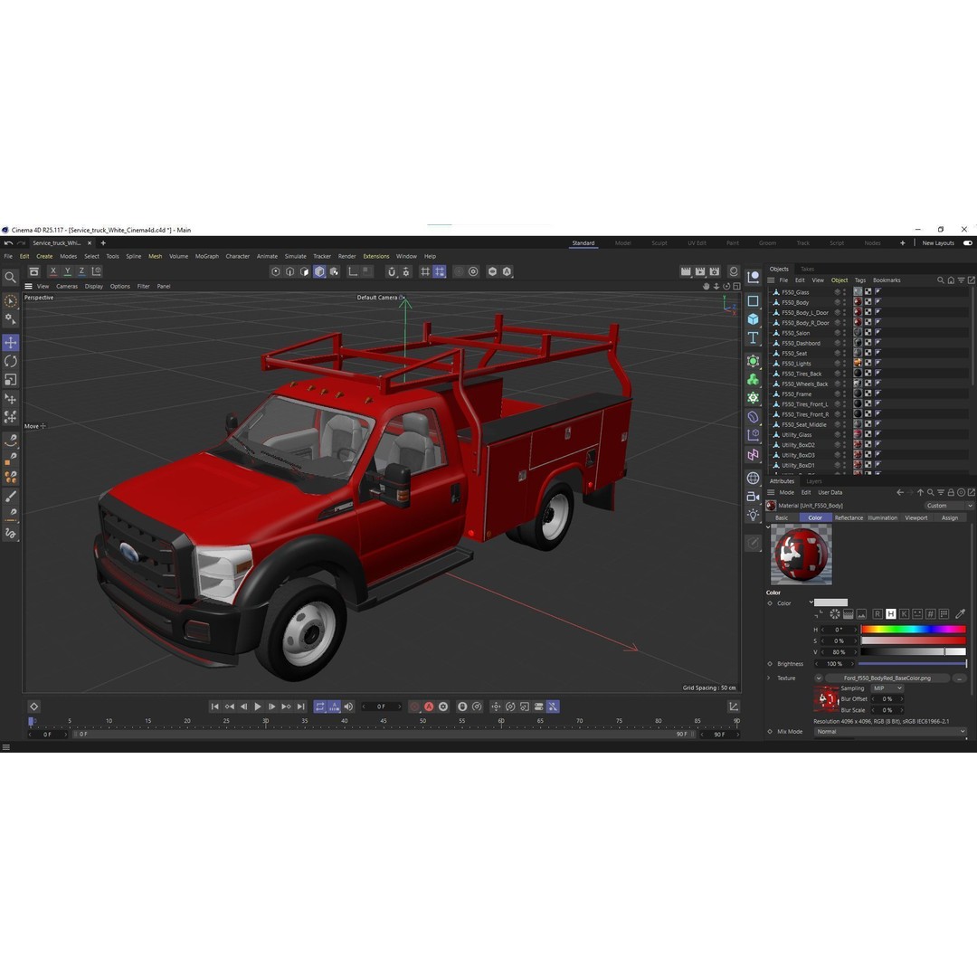 Utility Truck 3D Model – Low Poly Vehicle with PBR Textures, FBX - View 51