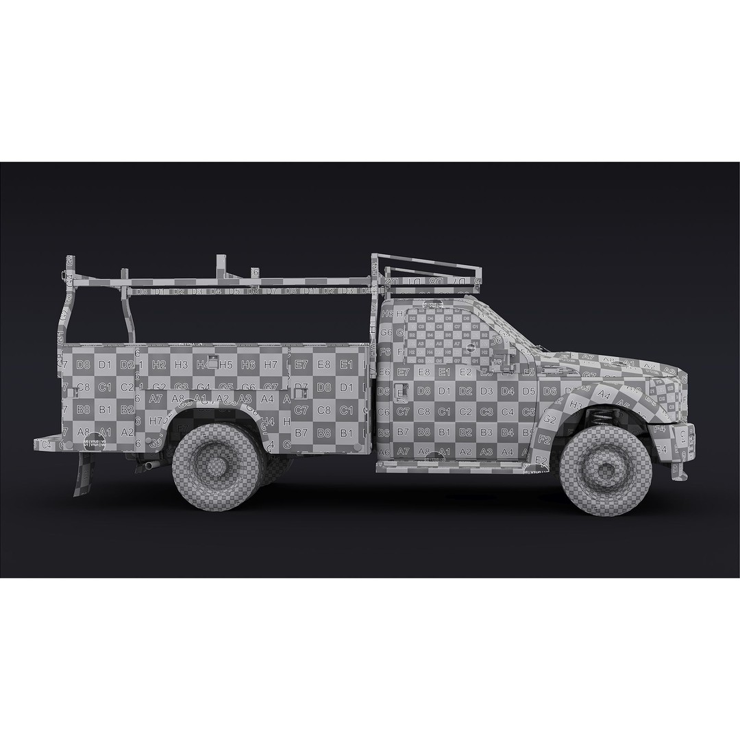 Utility Truck 3D Model – Low Poly Vehicle with PBR Textures, FBX - View 52