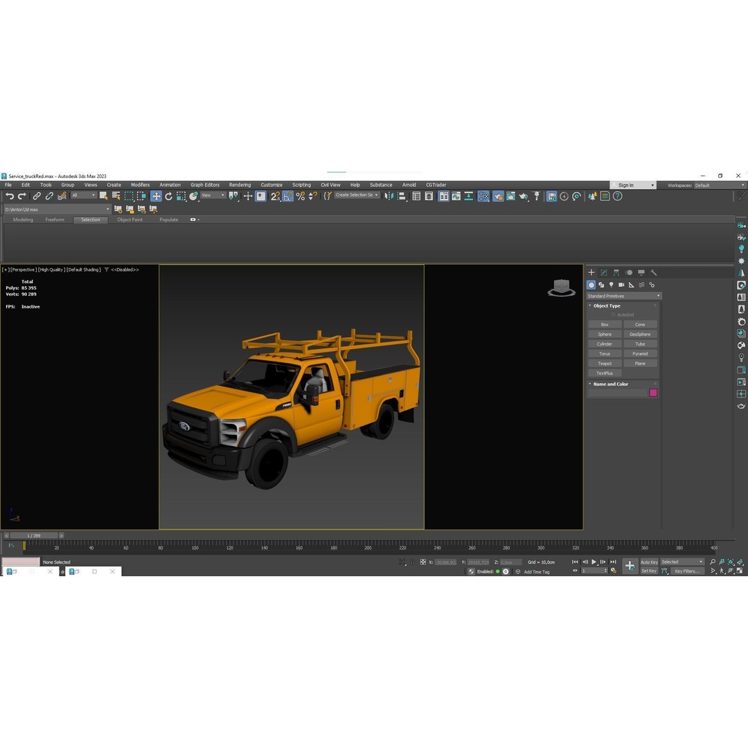 Utility Truck 3D Model – Low Poly Vehicle with PBR Textures, FBX - View 55