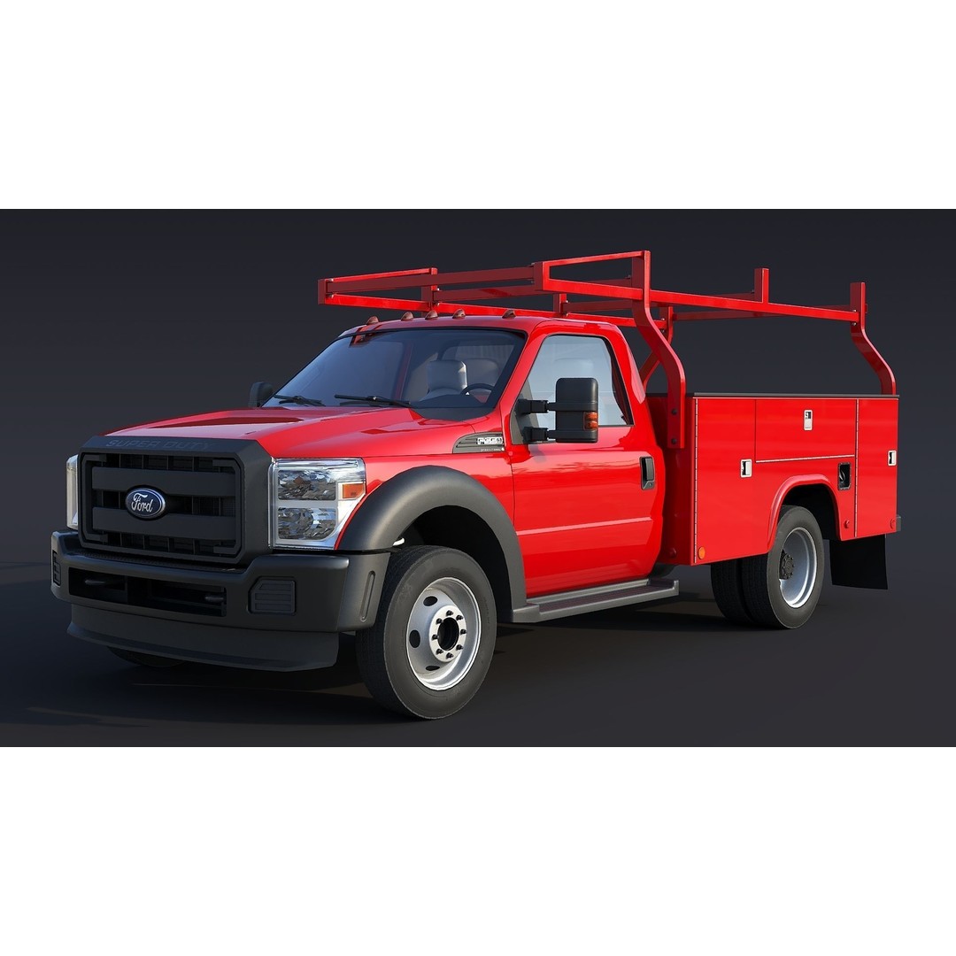 Utility Truck 3D Model – Low Poly Vehicle with PBR Textures, FBX - View 7