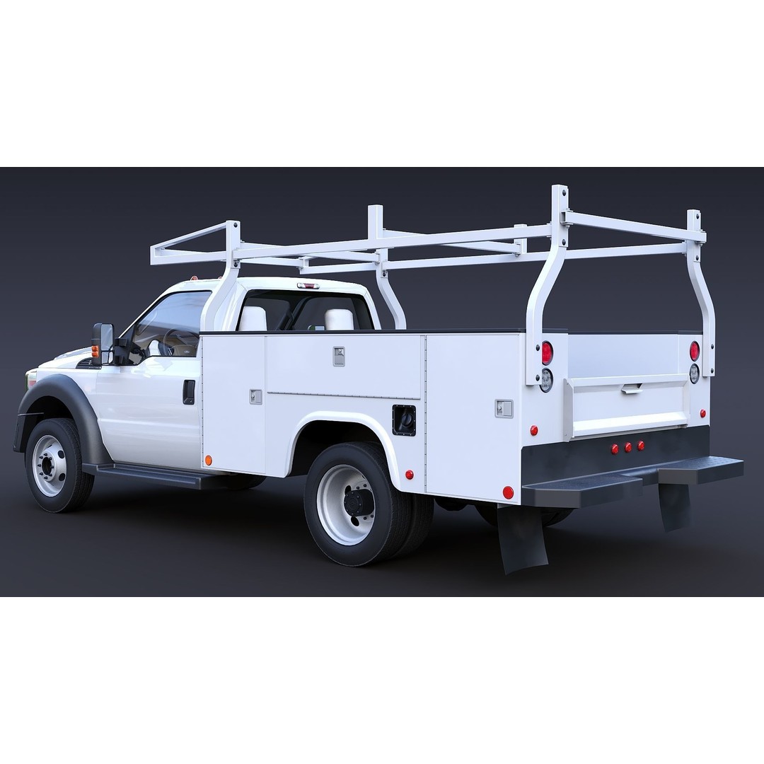 Utility Truck 3D Model – Low Poly Vehicle with PBR Textures, FBX - View 8