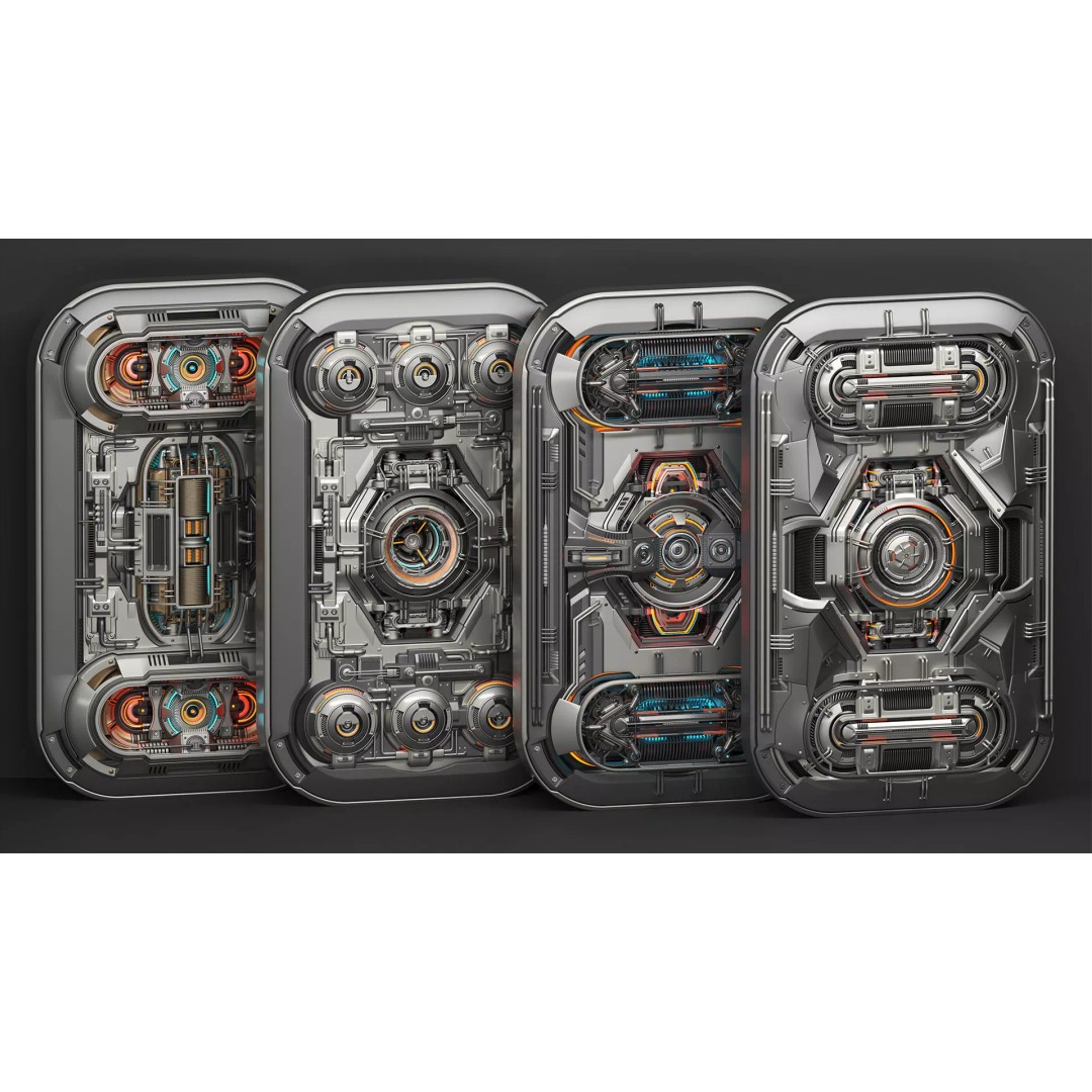 Advanced Futuristic Walls 3D Model – Sci-Fi Kitbash, FBX & OBJ - View 2