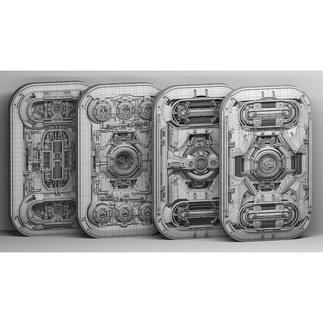 Advanced Futuristic Walls 3D Model – Sci-Fi Kitbash, FBX & OBJ - View 3