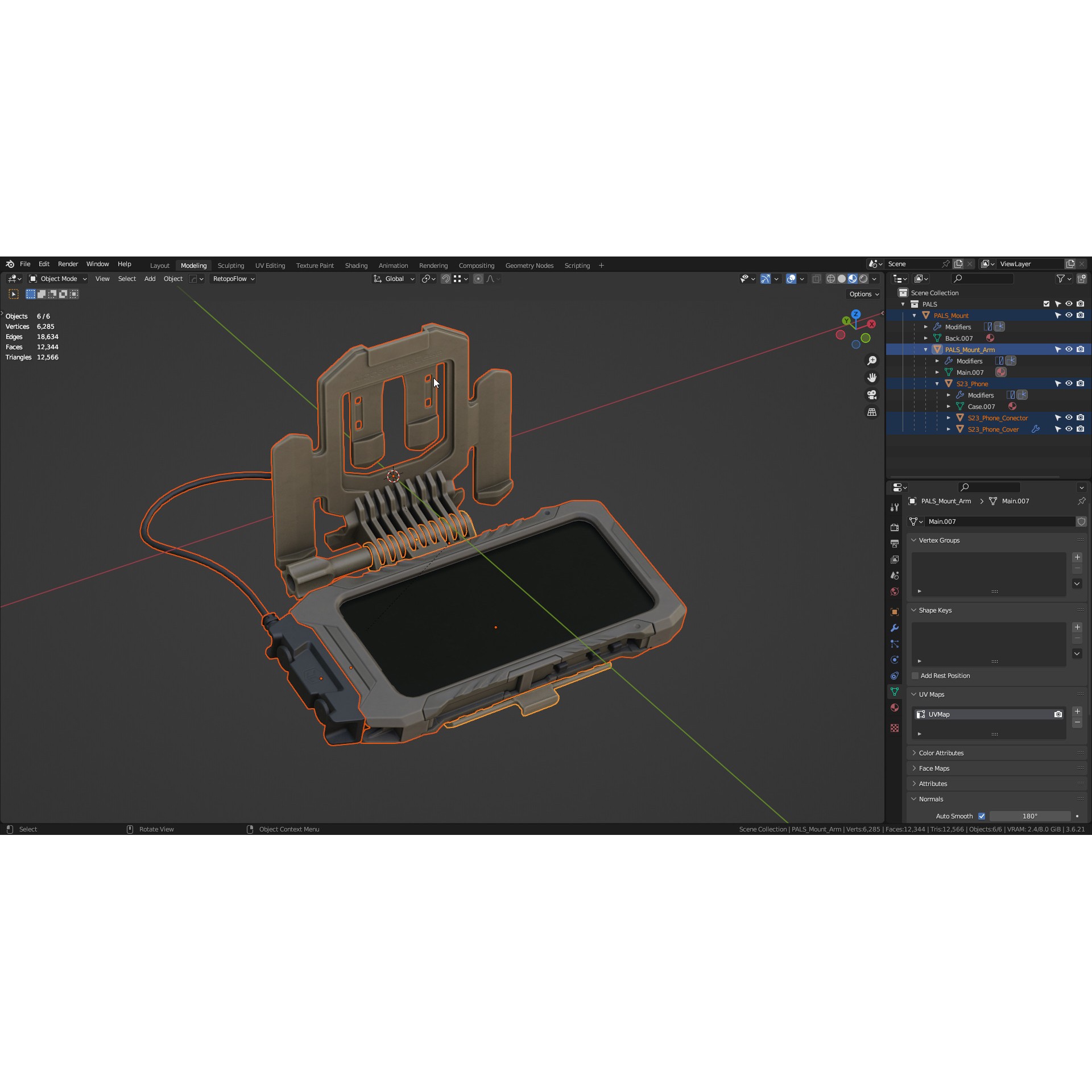 Juggernaut Case PALS Phone Mount - Low-Poly Game-Ready 3D Model