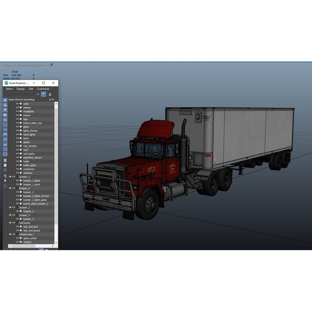 SuperLiner Dryvan Truck 3D Model – Low Poly Game Ready Asset, FBX - View 42
