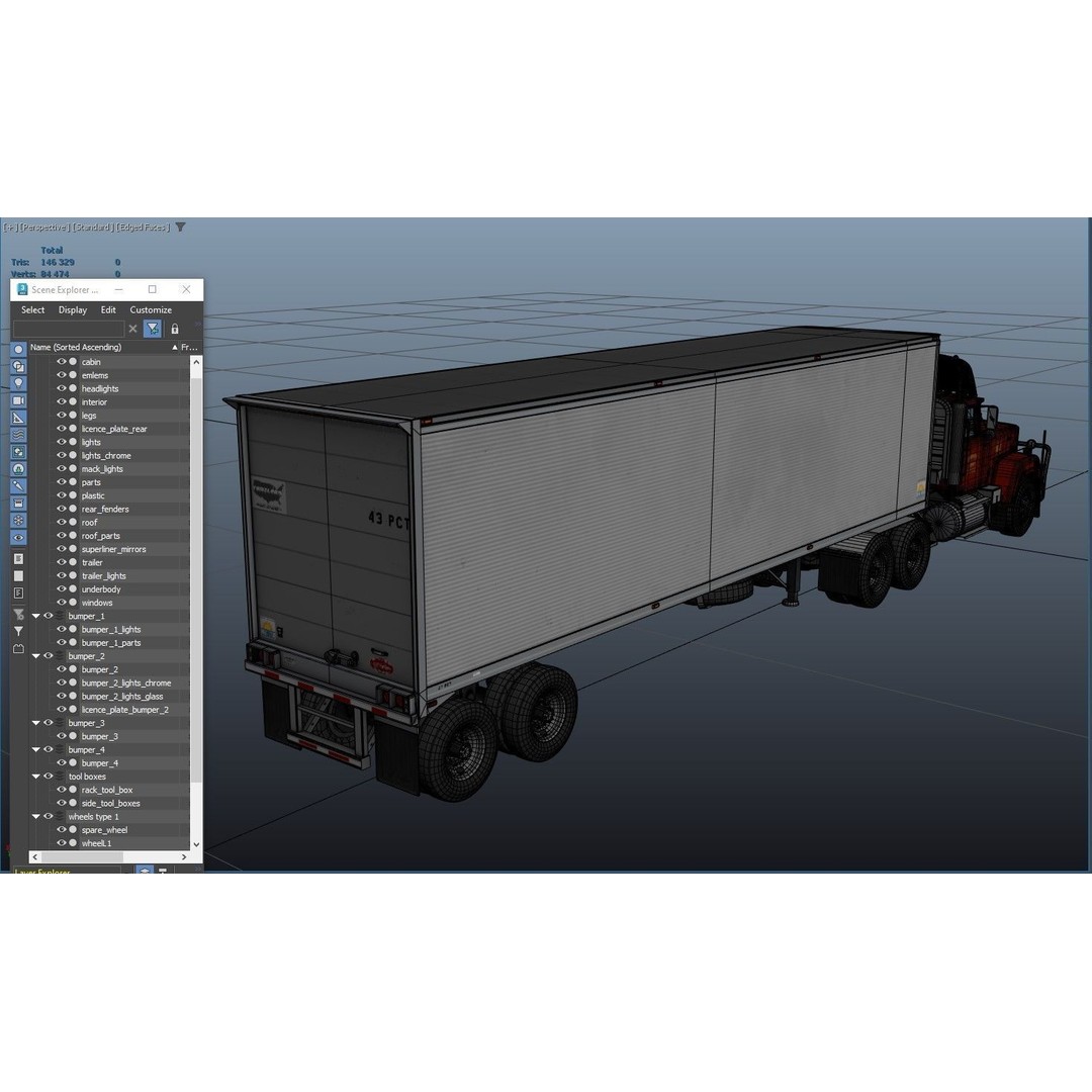 SuperLiner Dryvan Truck 3D Model – Low Poly Game Ready Asset, FBX - View 43
