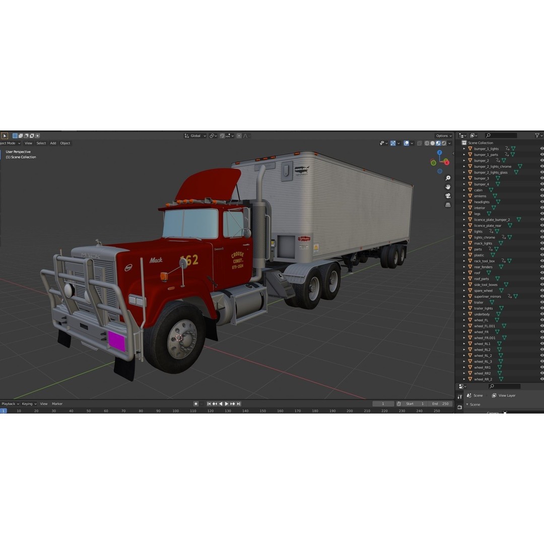 SuperLiner Dryvan Truck 3D Model – Low Poly Game Ready Asset, FBX - View 45