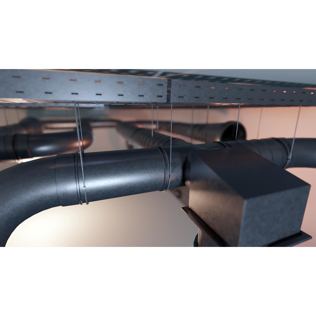 Ventilation System 3D Model – Low Poly Asset Kit with 61 Components, FBX - View 10