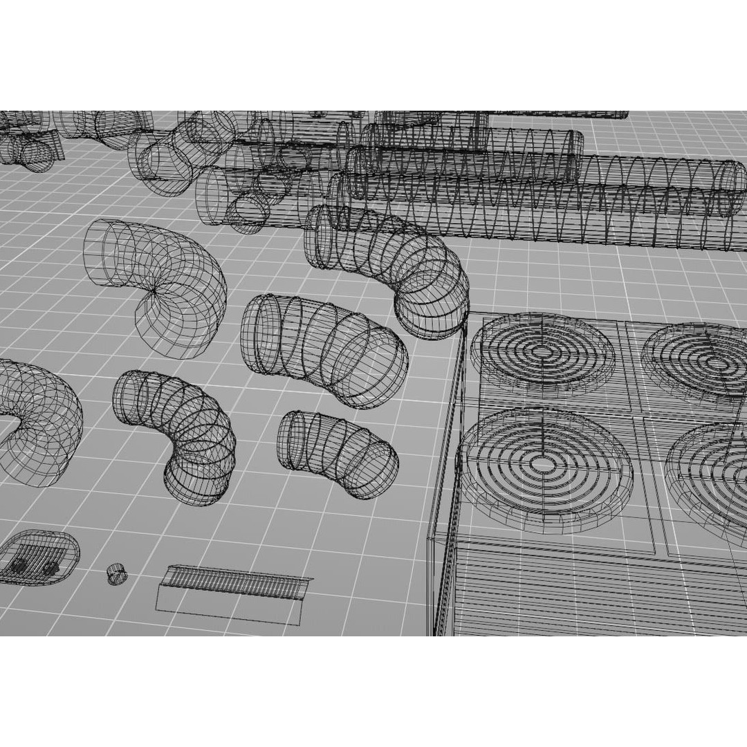Ventilation System 3D Model – Low Poly Asset Kit with 61 Components, FBX - View 13