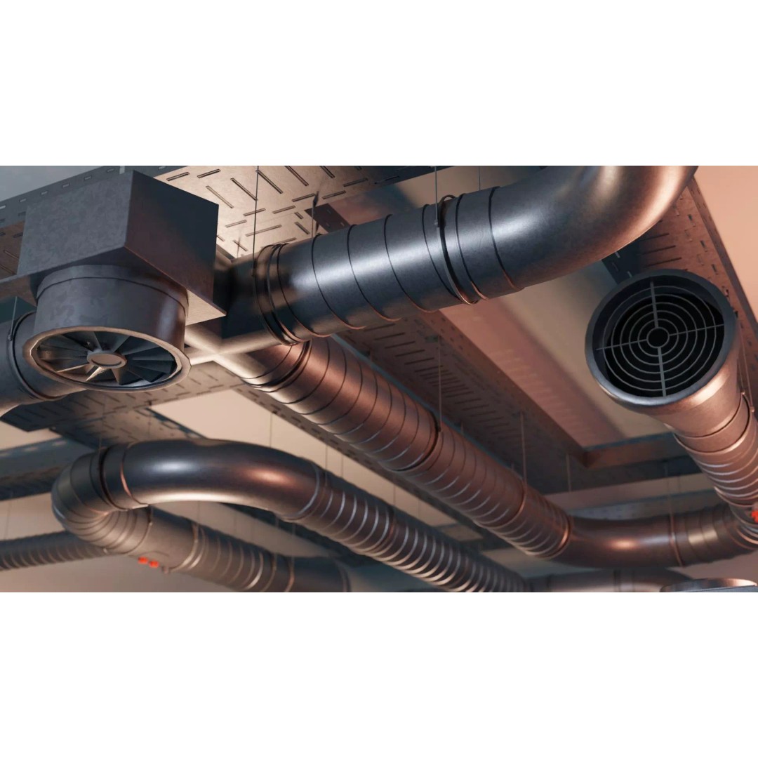 Ventilation System 3D Model – Low Poly Asset Kit with 61 Components, FBX - View 2