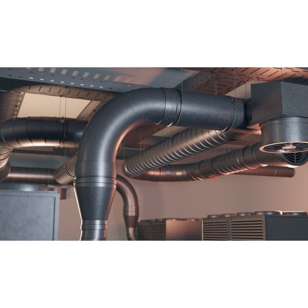 Ventilation System 3D Model – Low Poly Asset Kit with 61 Components, FBX - View 4