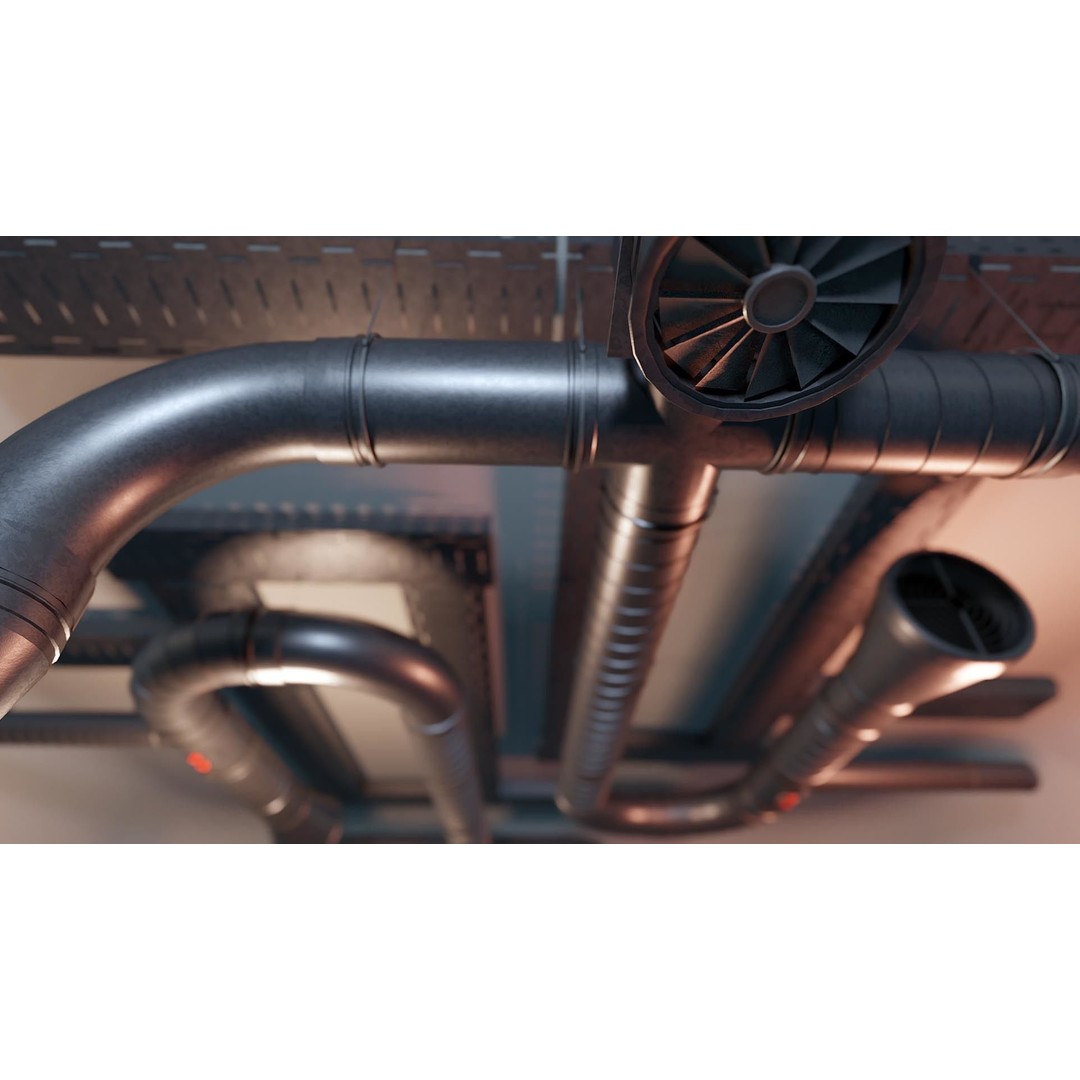 Ventilation System 3D Model – Low Poly Asset Kit with 61 Components, FBX - View 6