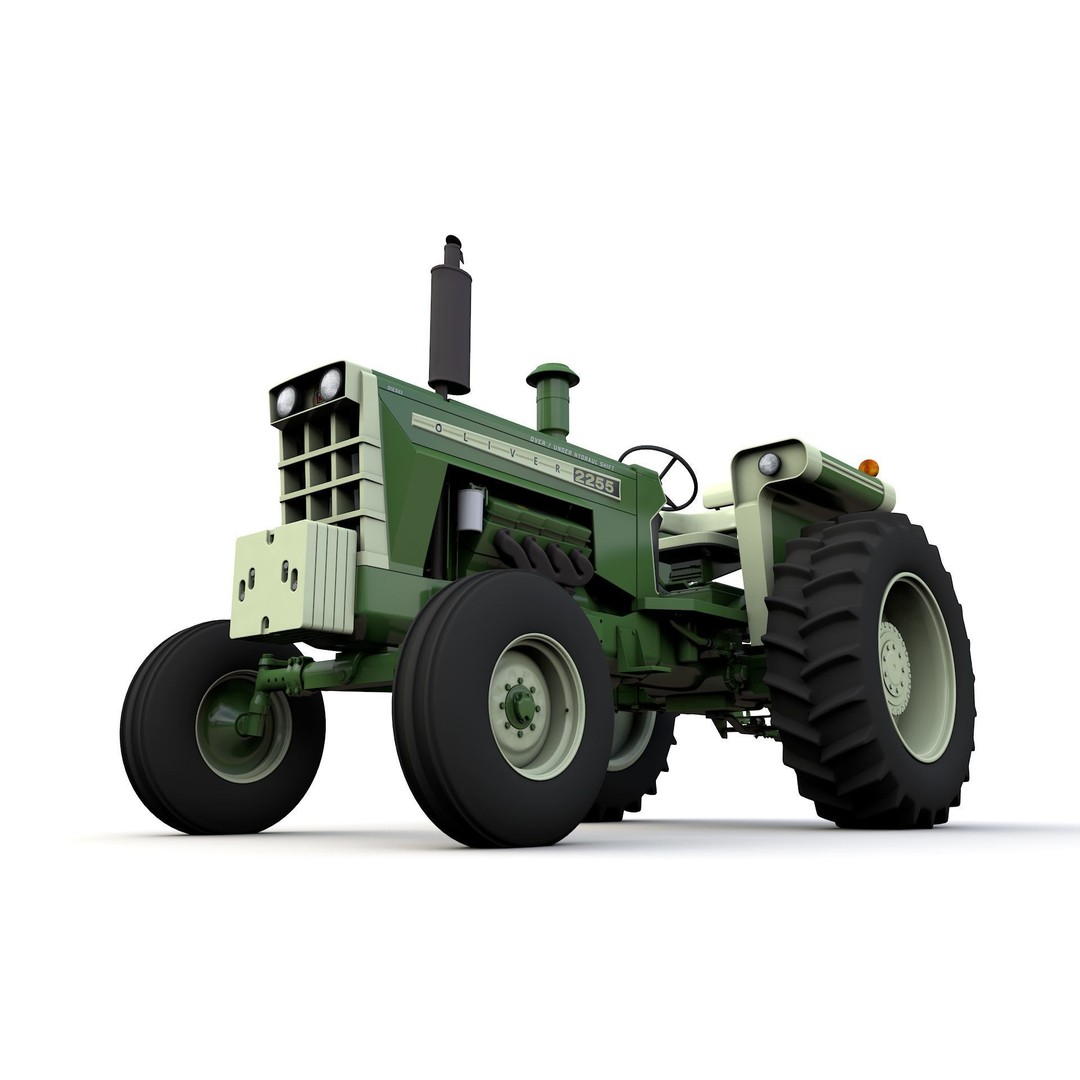 Oliver 2255 2WD Tractor 3D Model – High Detail Vintage Asset, FBX, OBJ - View 11