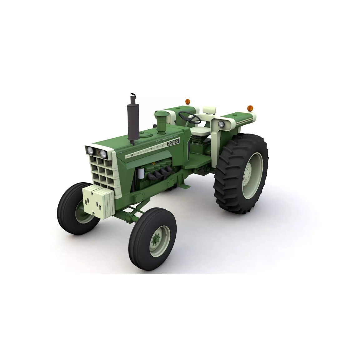 Oliver 2255 2WD Tractor 3D Model – High Detail Vintage Asset, FBX, OBJ - View 2