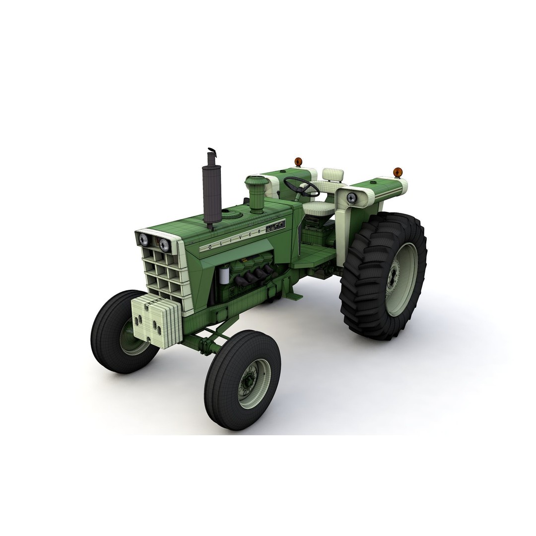 Oliver 2255 2WD Tractor 3D Model – High Detail Vintage Asset, FBX, OBJ - View 21