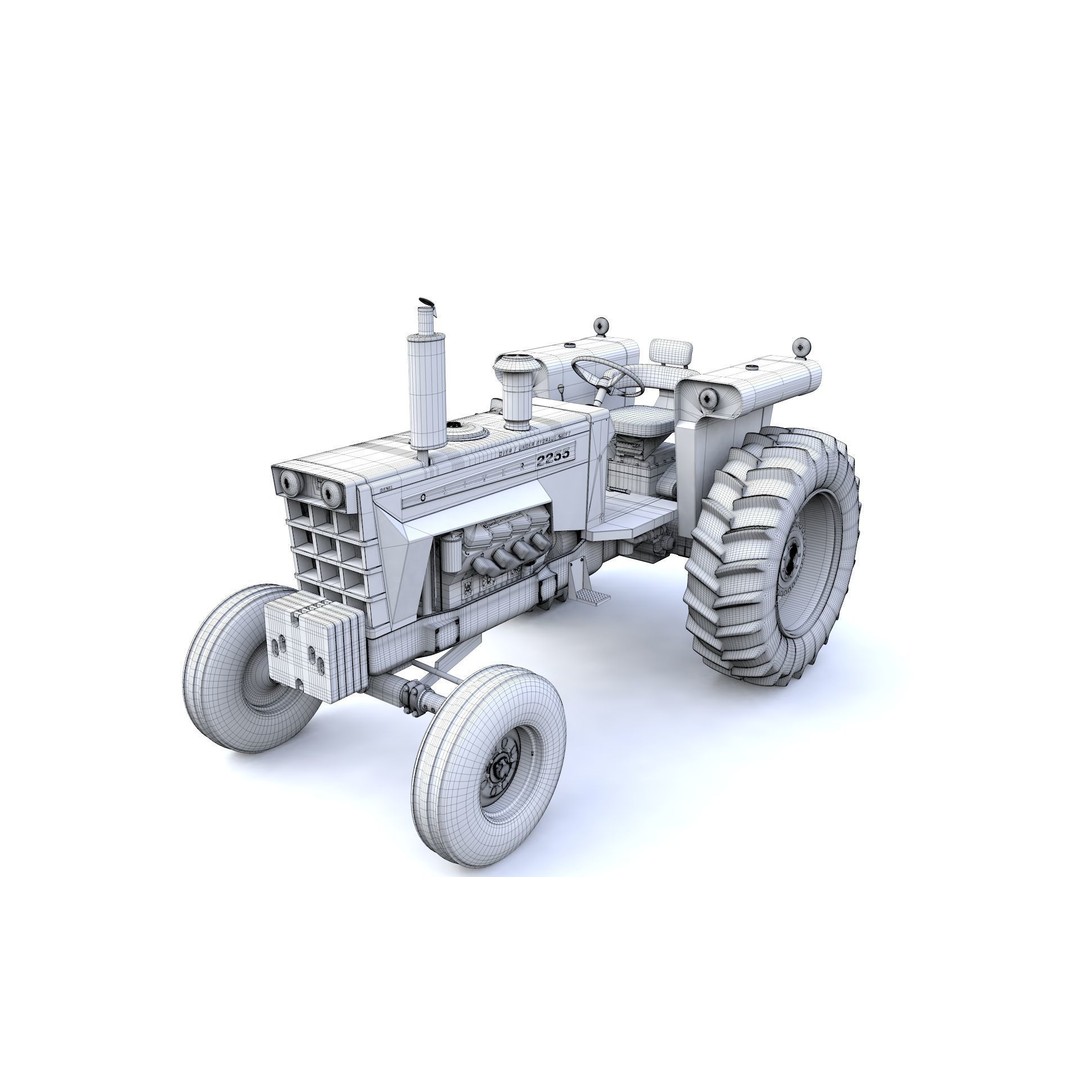 Oliver 2255 2WD Tractor 3D Model – High Detail Vintage Asset, FBX, OBJ - View 22