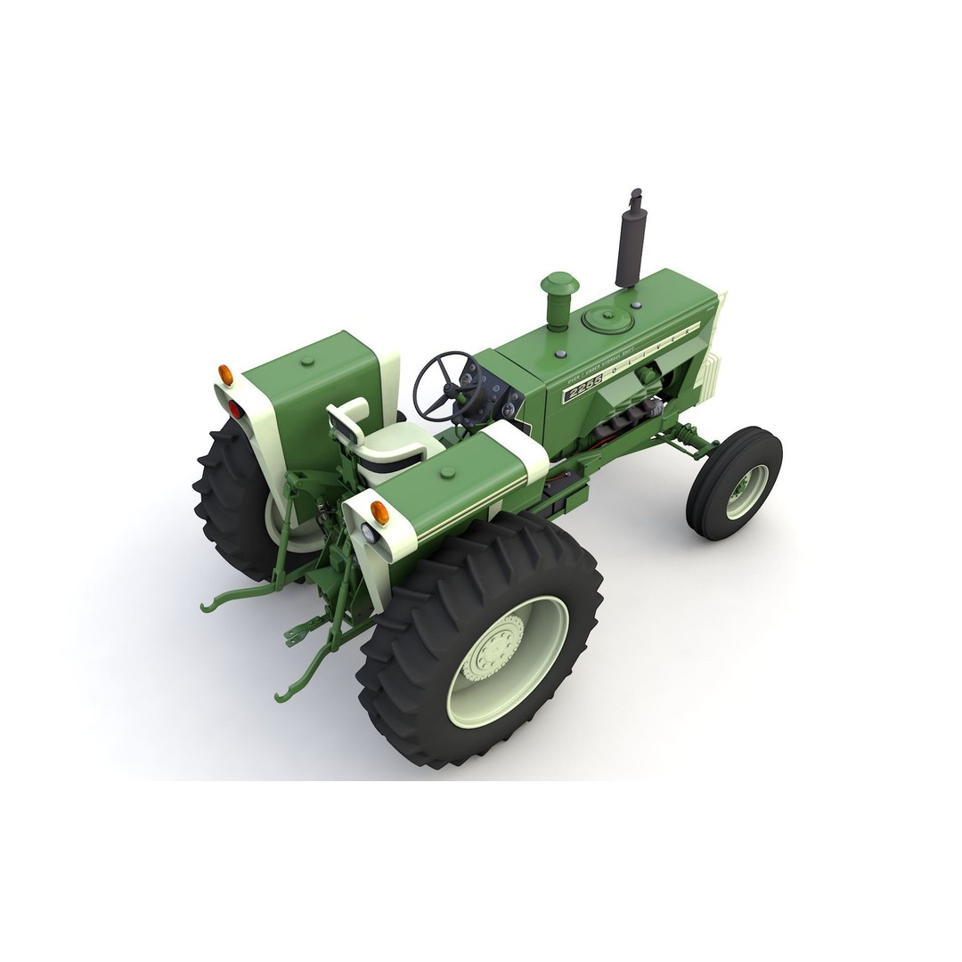 Oliver 2255 2WD Tractor 3D Model – High Detail Vintage Asset, FBX, OBJ - View 3
