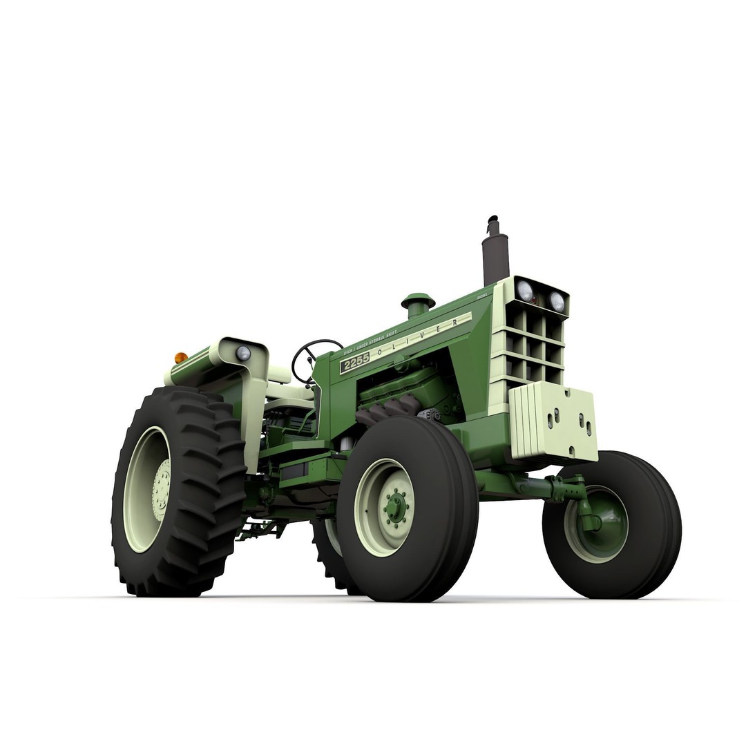 Oliver 2255 2WD Tractor 3D Model – High Detail Vintage Asset, FBX, OBJ - View 6
