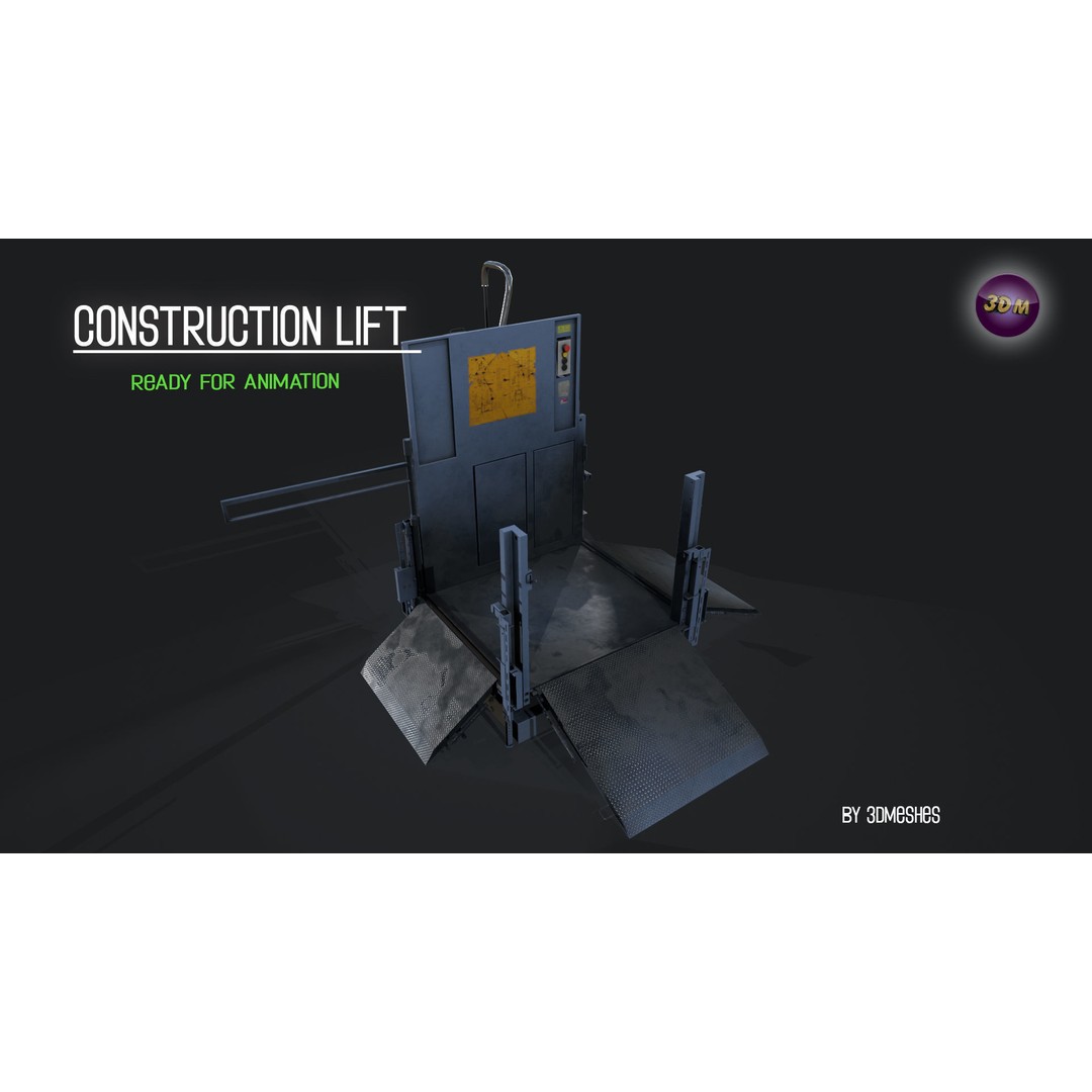Construction Lift 3D Model – Low Poly PBR Asset, FBX Format - View 10