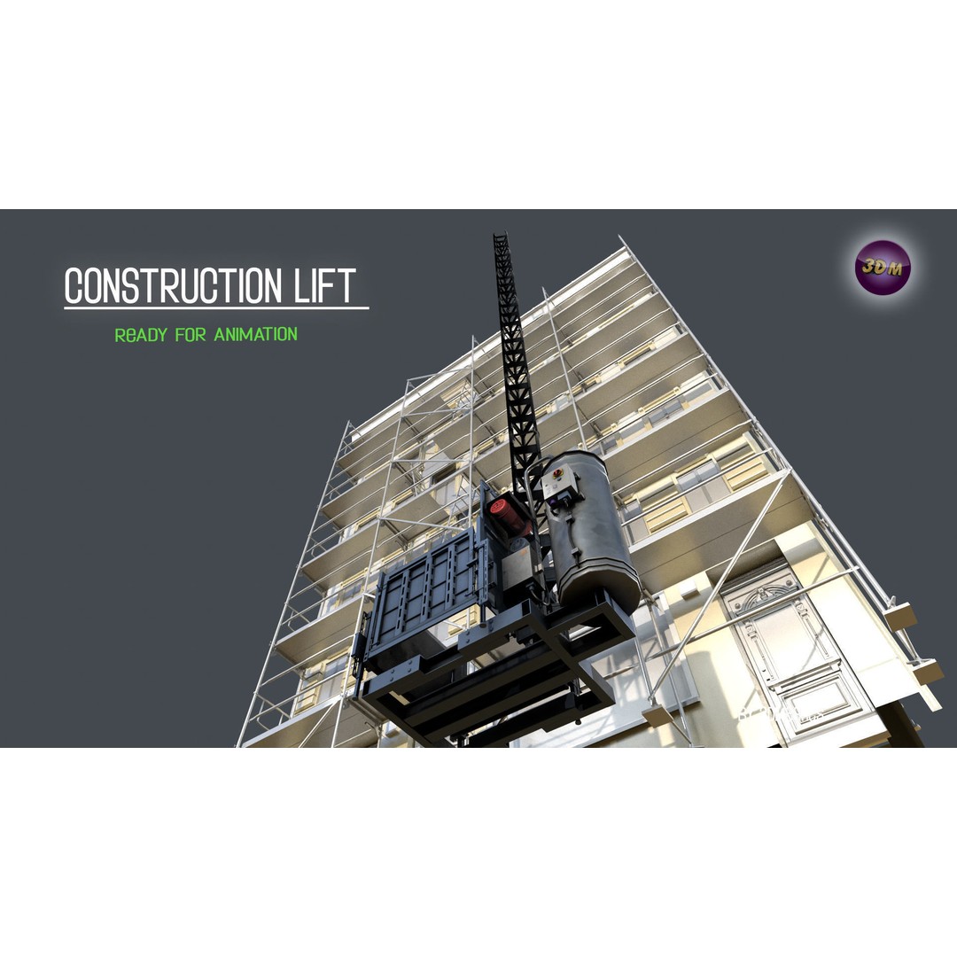 Construction Lift 3D Model – Low Poly PBR Asset, FBX Format - View 11