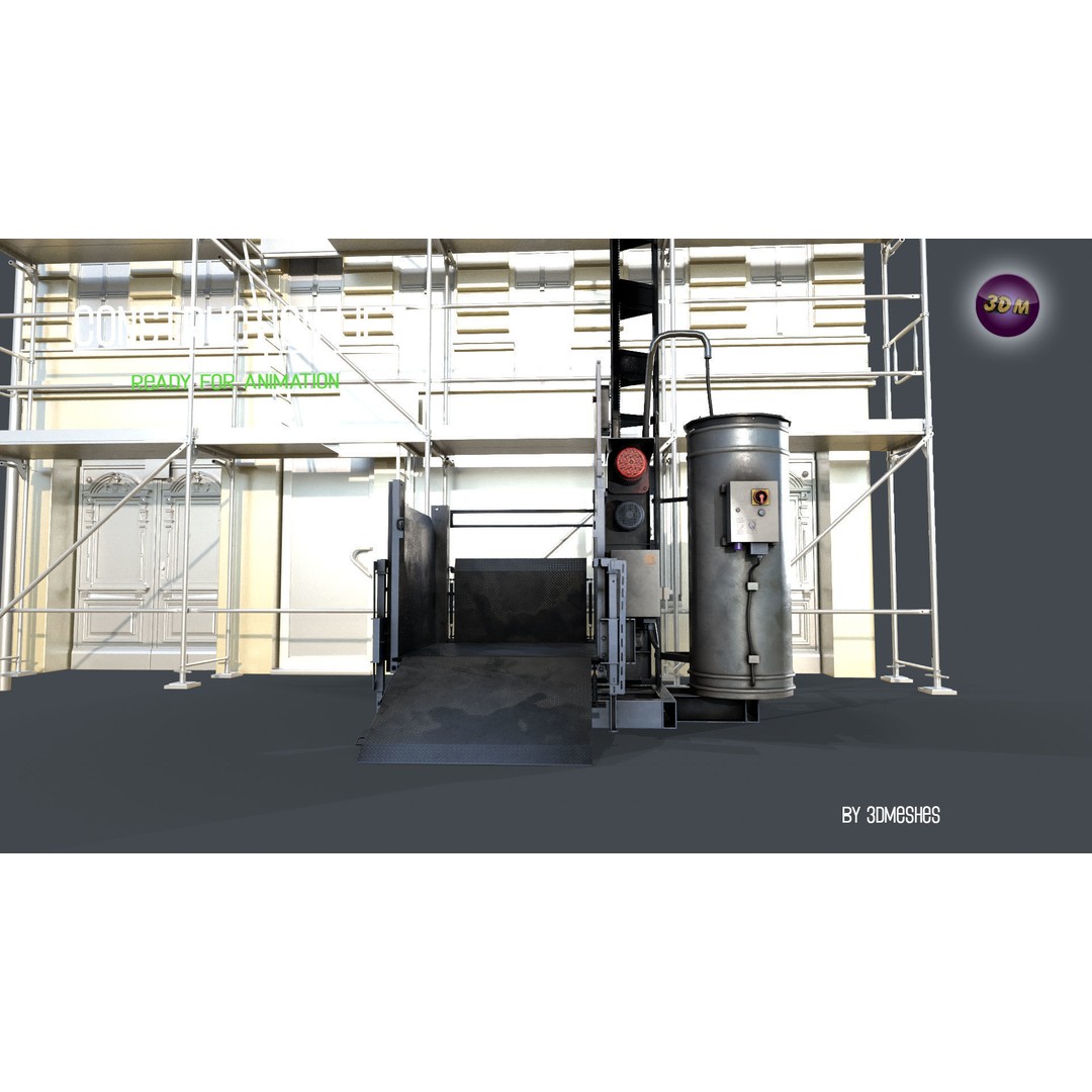 Construction Lift 3D Model – Low Poly PBR Asset, FBX Format - View 12