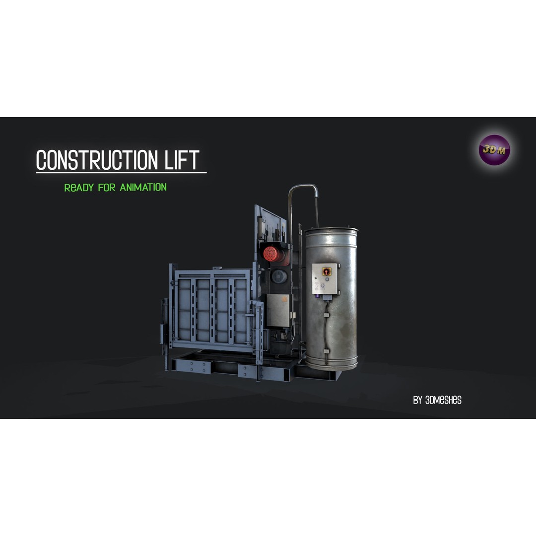 Construction Lift 3D Model – Low Poly PBR Asset, FBX Format - View 14