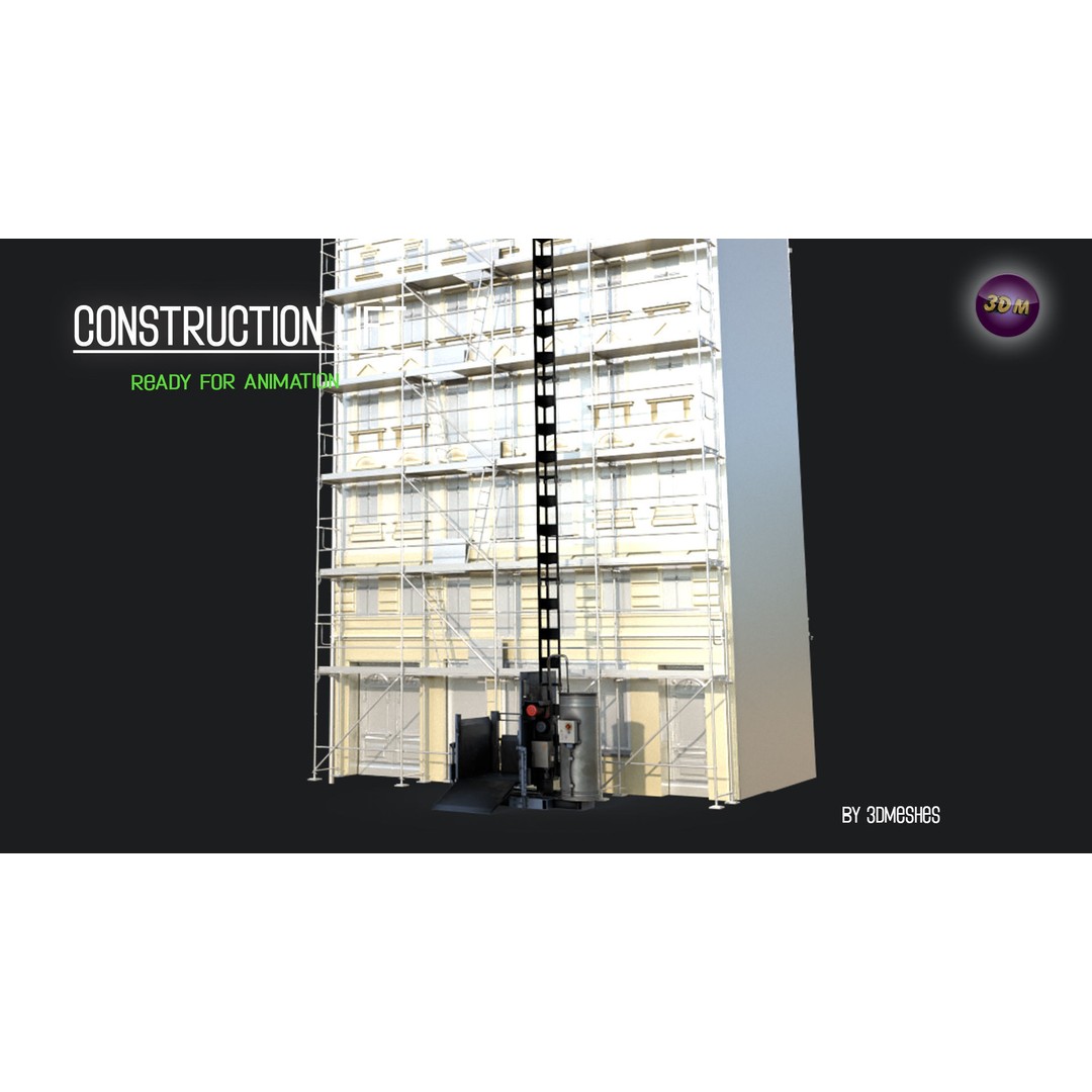 Construction Lift 3D Model – Low Poly PBR Asset, FBX Format - View 15