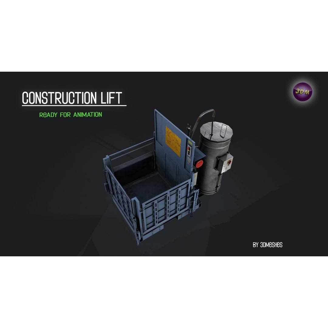 Construction Lift 3D Model – Low Poly PBR Asset, FBX Format - View 21