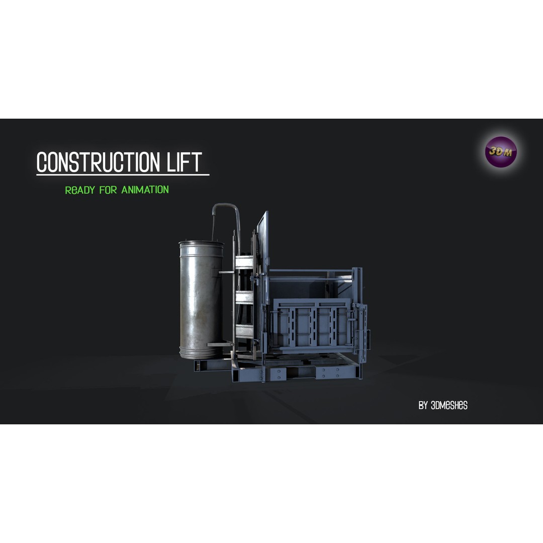 Construction Lift 3D Model – Low Poly PBR Asset, FBX Format - View 22