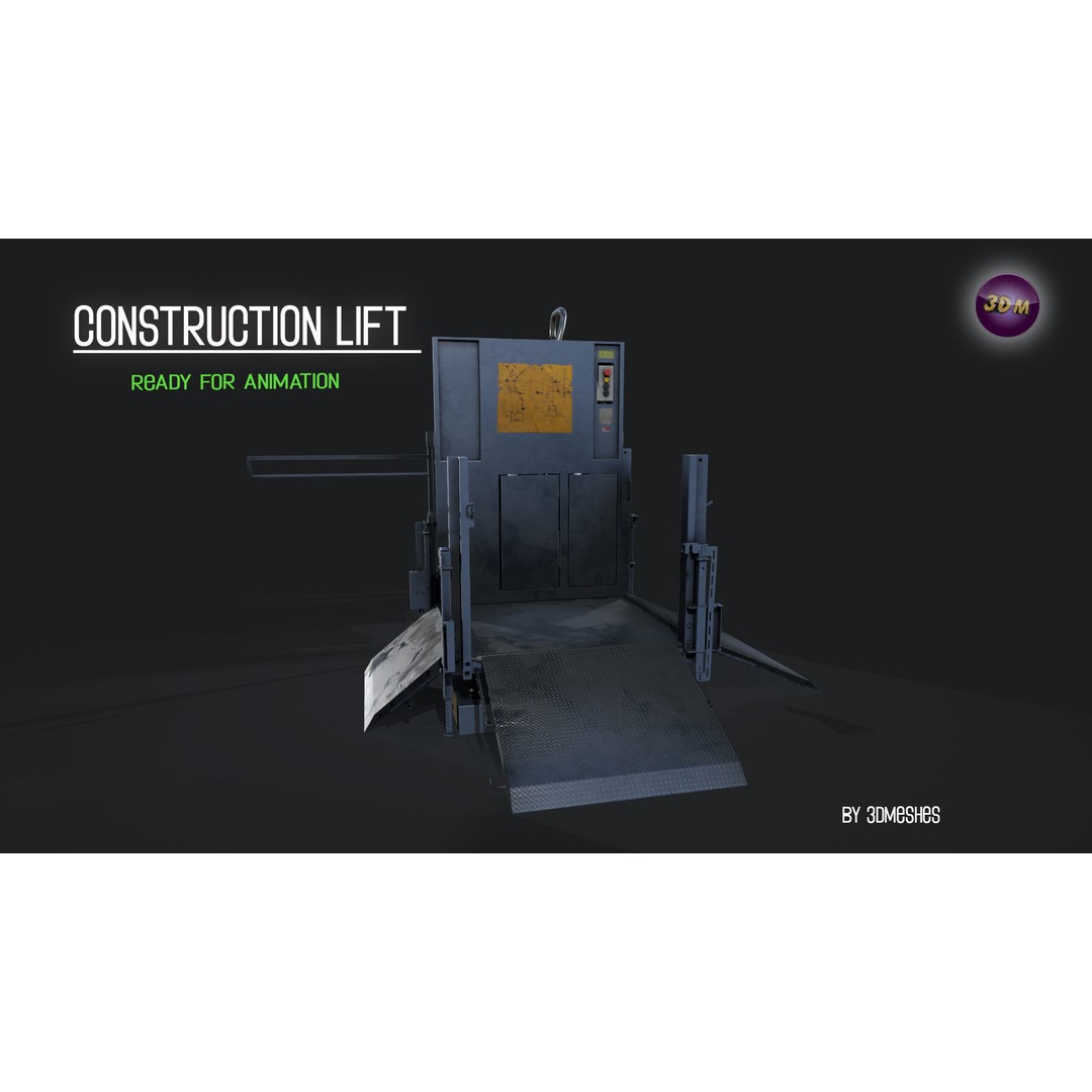 Construction Lift 3D Model – Low Poly PBR Asset, FBX Format - View 25