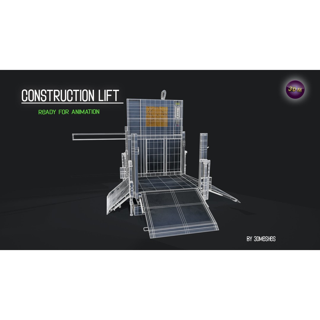 Construction Lift 3D Model – Low Poly PBR Asset, FBX Format - View 26