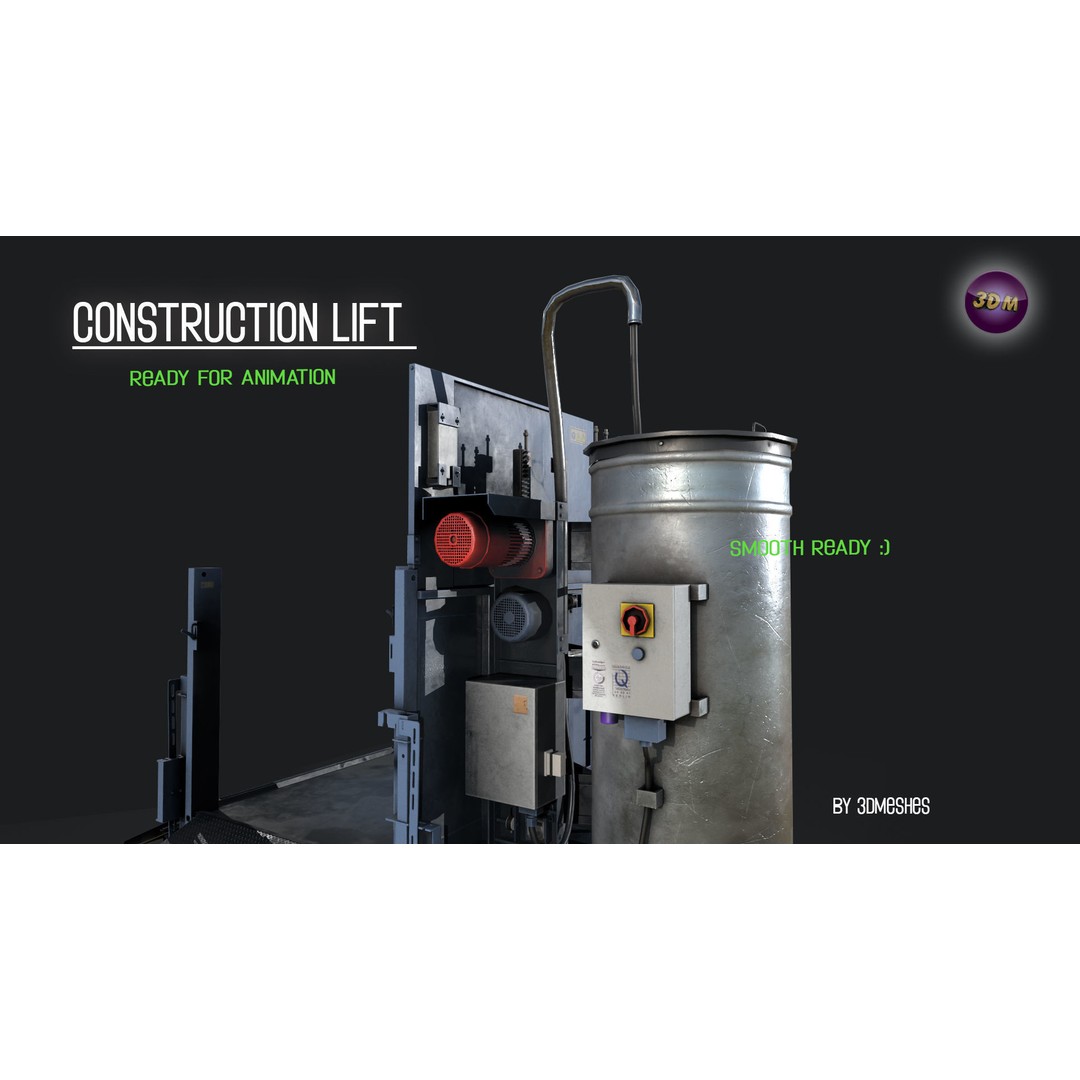 Construction Lift 3D Model – Low Poly PBR Asset, FBX Format - View 4