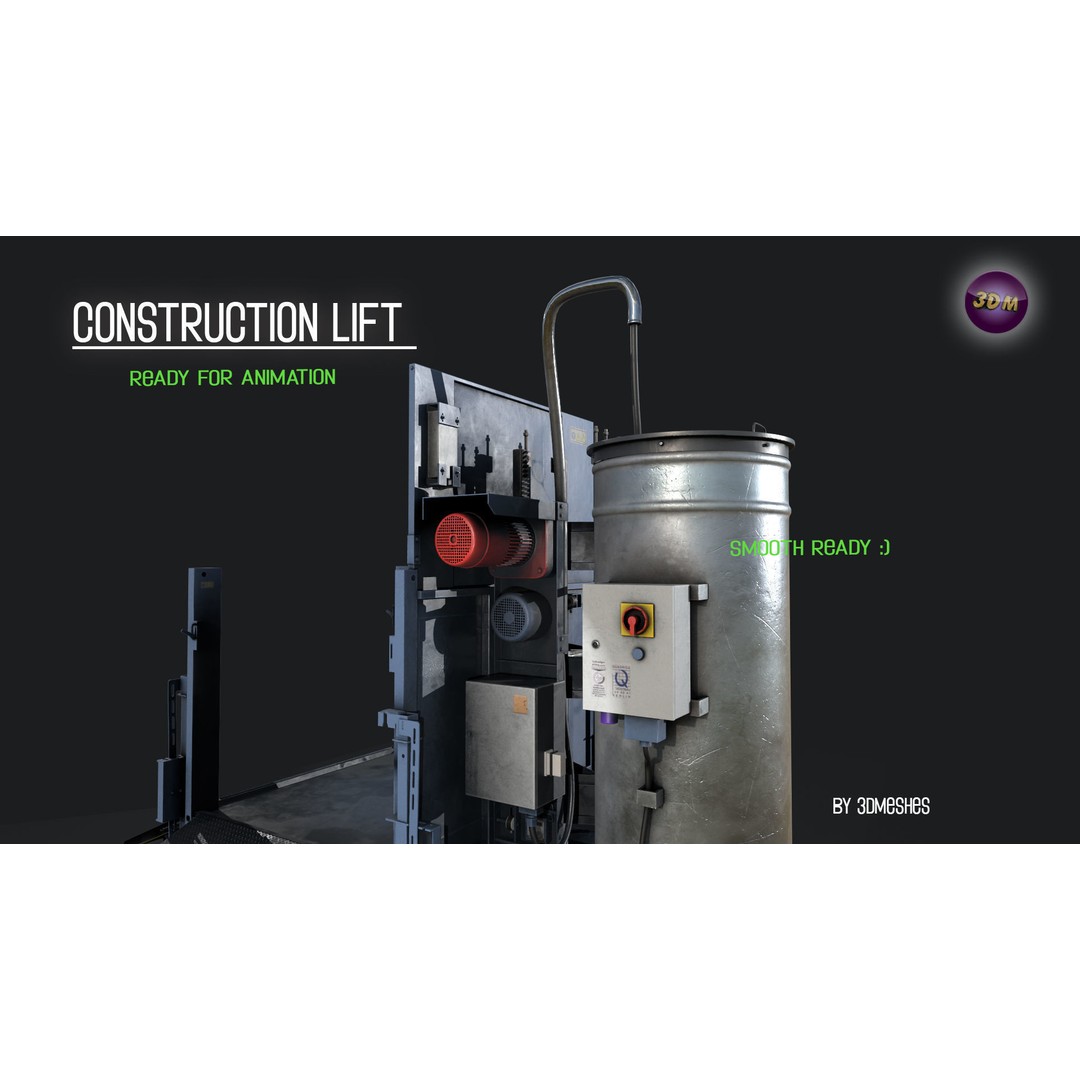 Construction Lift 3D Model – Low Poly PBR Asset, FBX Format - View 5