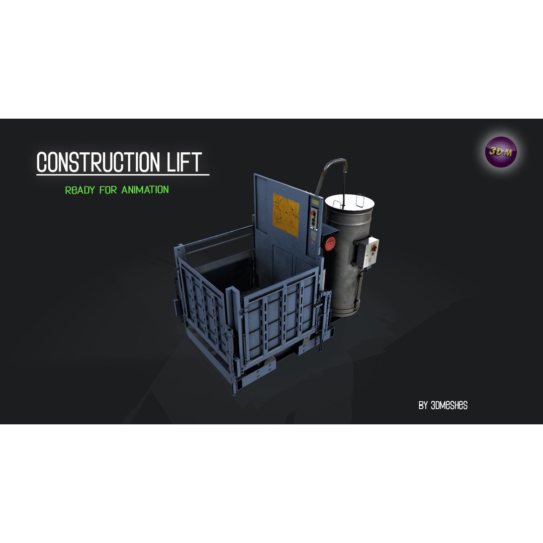 Construction Lift 3D Model – Low Poly PBR Asset, FBX Format - View 7