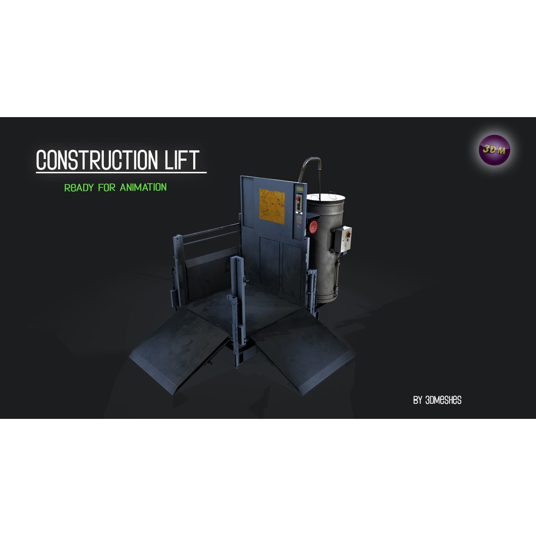 Construction Lift 3D Model – Low Poly PBR Asset, FBX Format - View 9