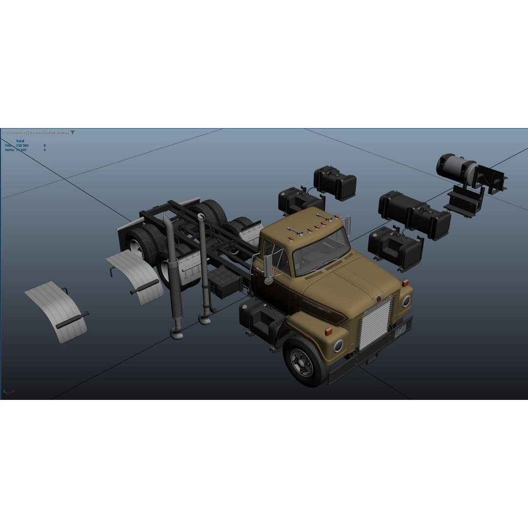 International Fleetstar Log Truck 3D Model – Low Poly Game Ready Asset, FBX