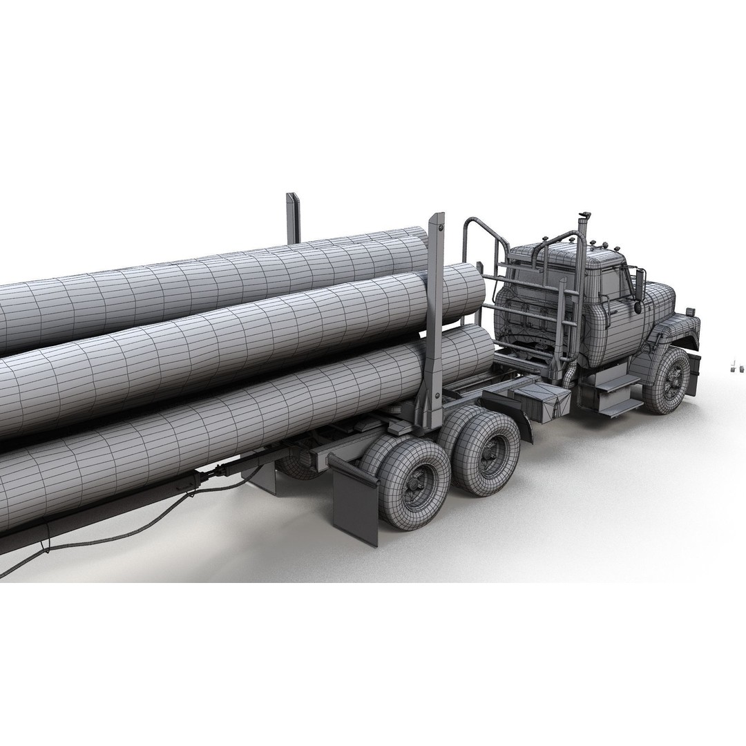 International Fleetstar Log Truck 3D Model – Low Poly Game Ready Asset, FBX - View 17