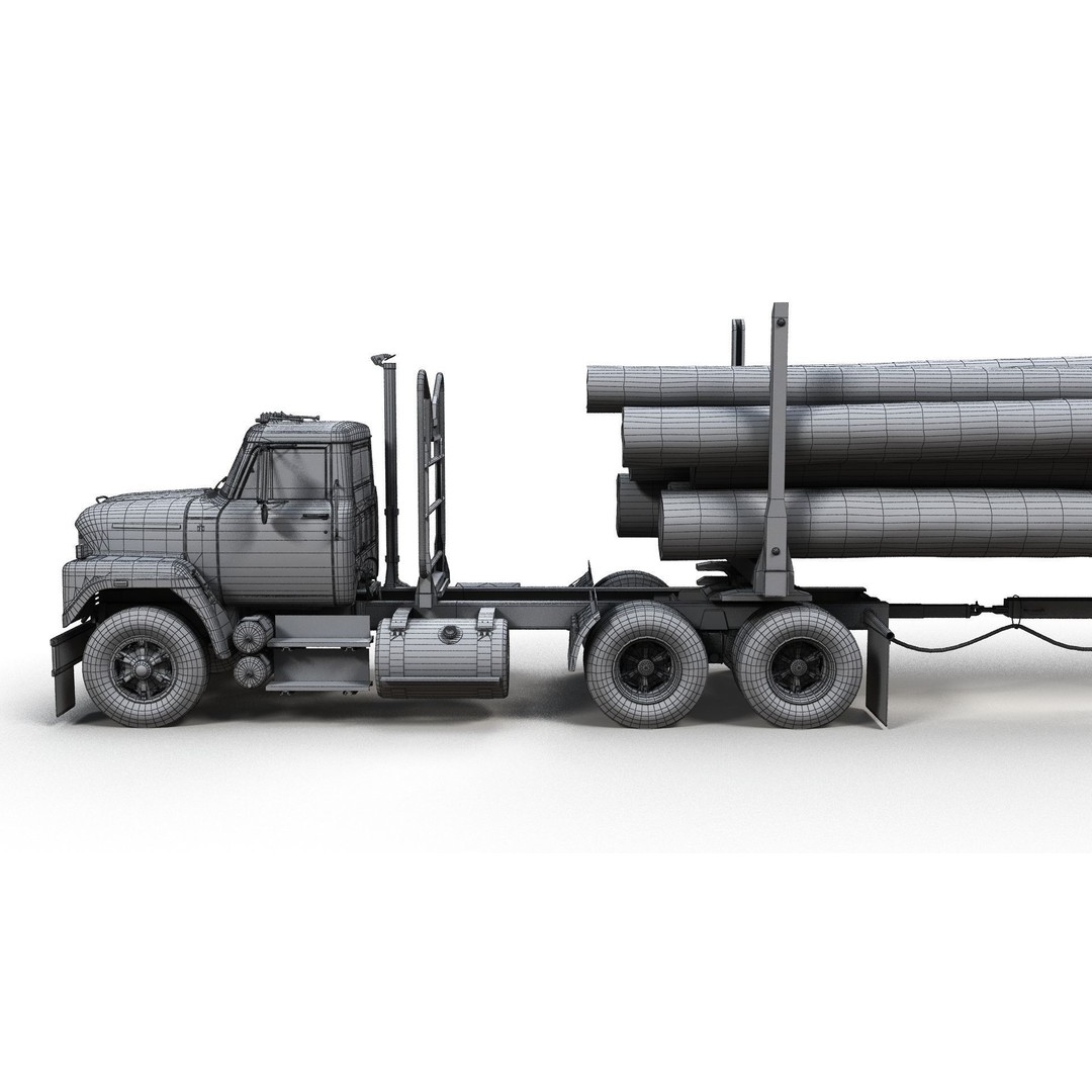 International Fleetstar Log Truck 3D Model – Low Poly Game Ready Asset, FBX - View 20