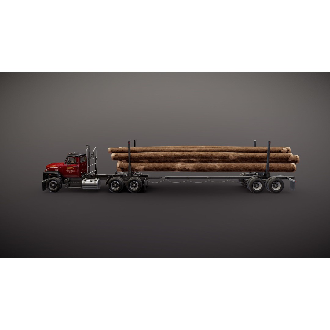 International Fleetstar Log Truck 3D Model – Low Poly Game Ready Asset, FBX - View 24