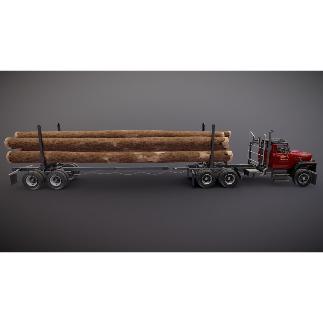 International Fleetstar Log Truck 3D Model – Low Poly Game Ready Asset, FBX - View 26