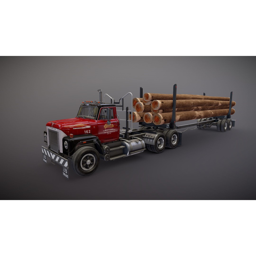 International Fleetstar Log Truck 3D Model – Low Poly Game Ready Asset, FBX - View 27