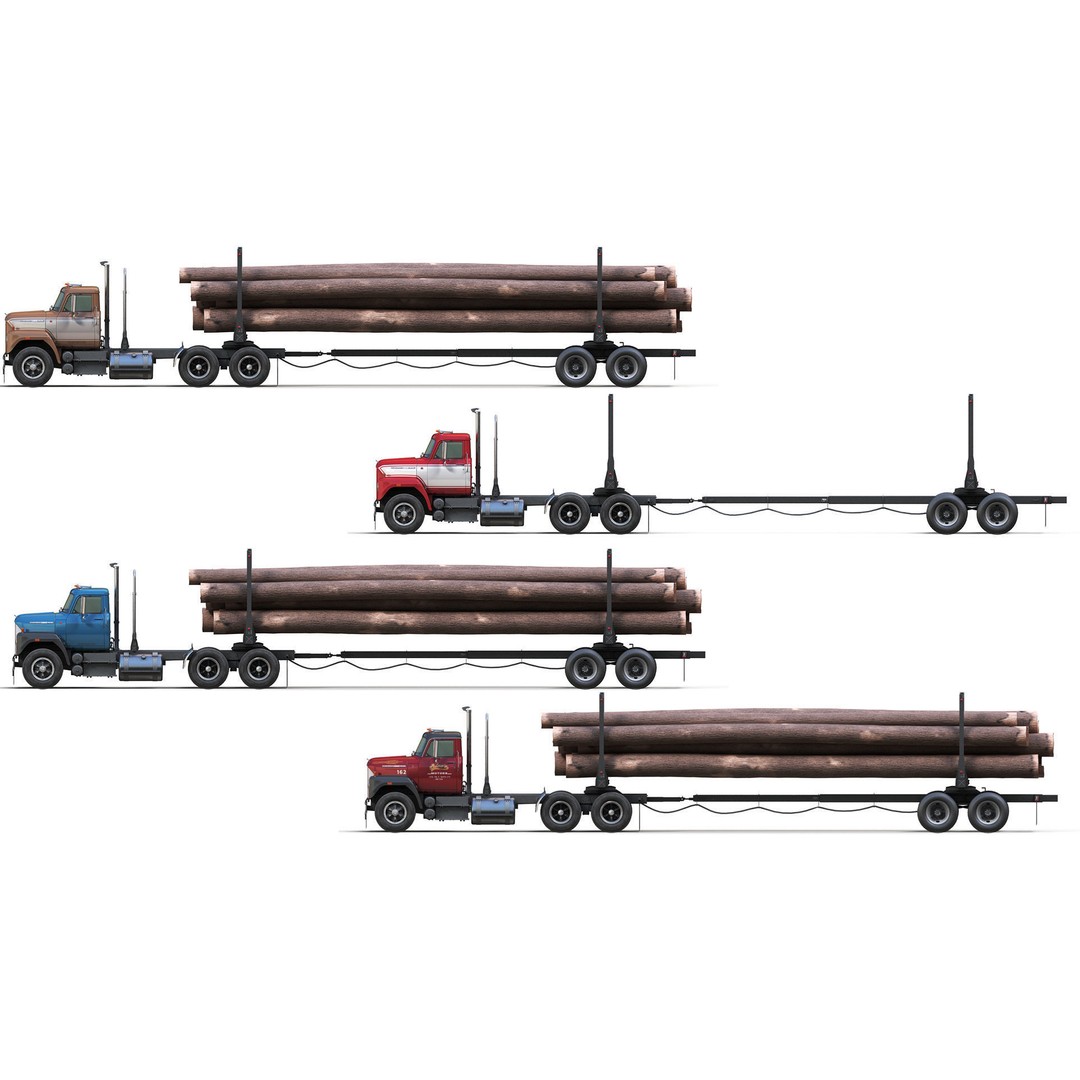 International Fleetstar Log Truck 3D Model – Low Poly Game Ready Asset, FBX - View 3