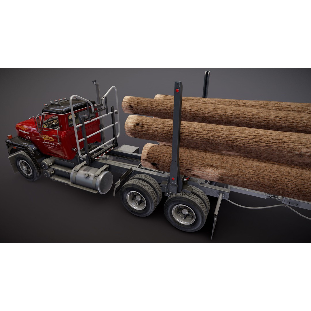 International Fleetstar Log Truck 3D Model – Low Poly Game Ready Asset, FBX - View 31