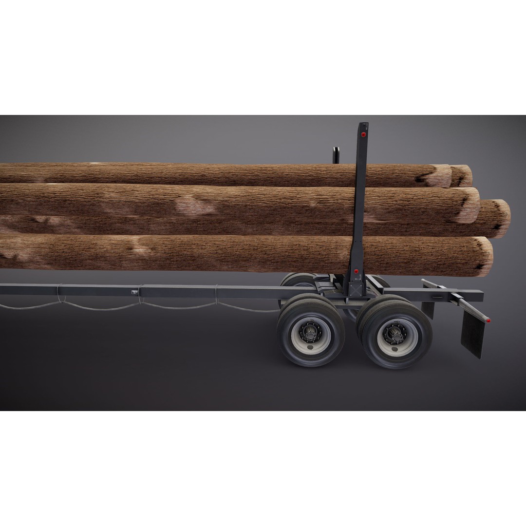 International Fleetstar Log Truck 3D Model – Low Poly Game Ready Asset, FBX - View 34