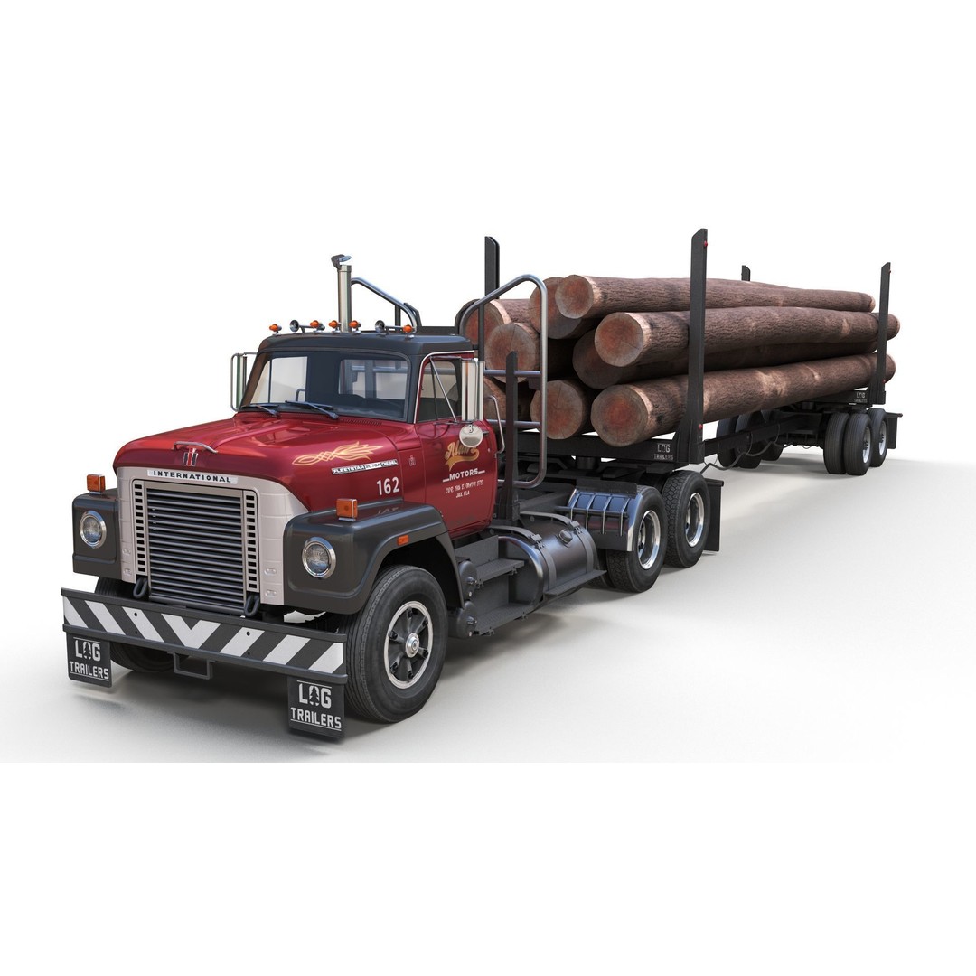 International Fleetstar Log Truck 3D Model – Low Poly Game Ready Asset, FBX - View 4