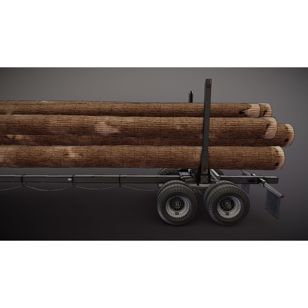 International Fleetstar Log Truck 3D Model – Low Poly Game Ready Asset, FBX - View 42