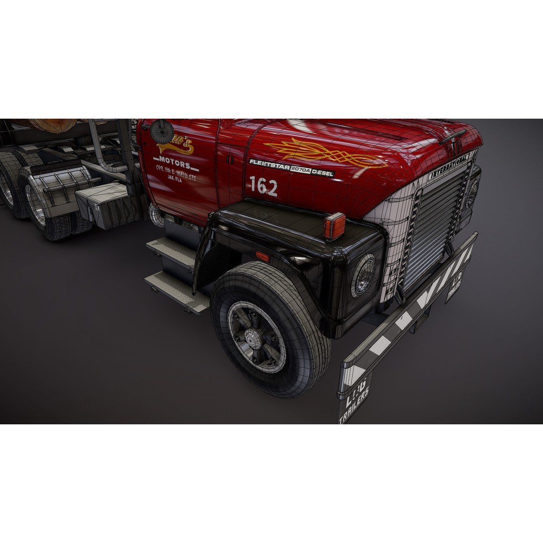 International Fleetstar Log Truck 3D Model – Low Poly Game Ready Asset, FBX - View 43